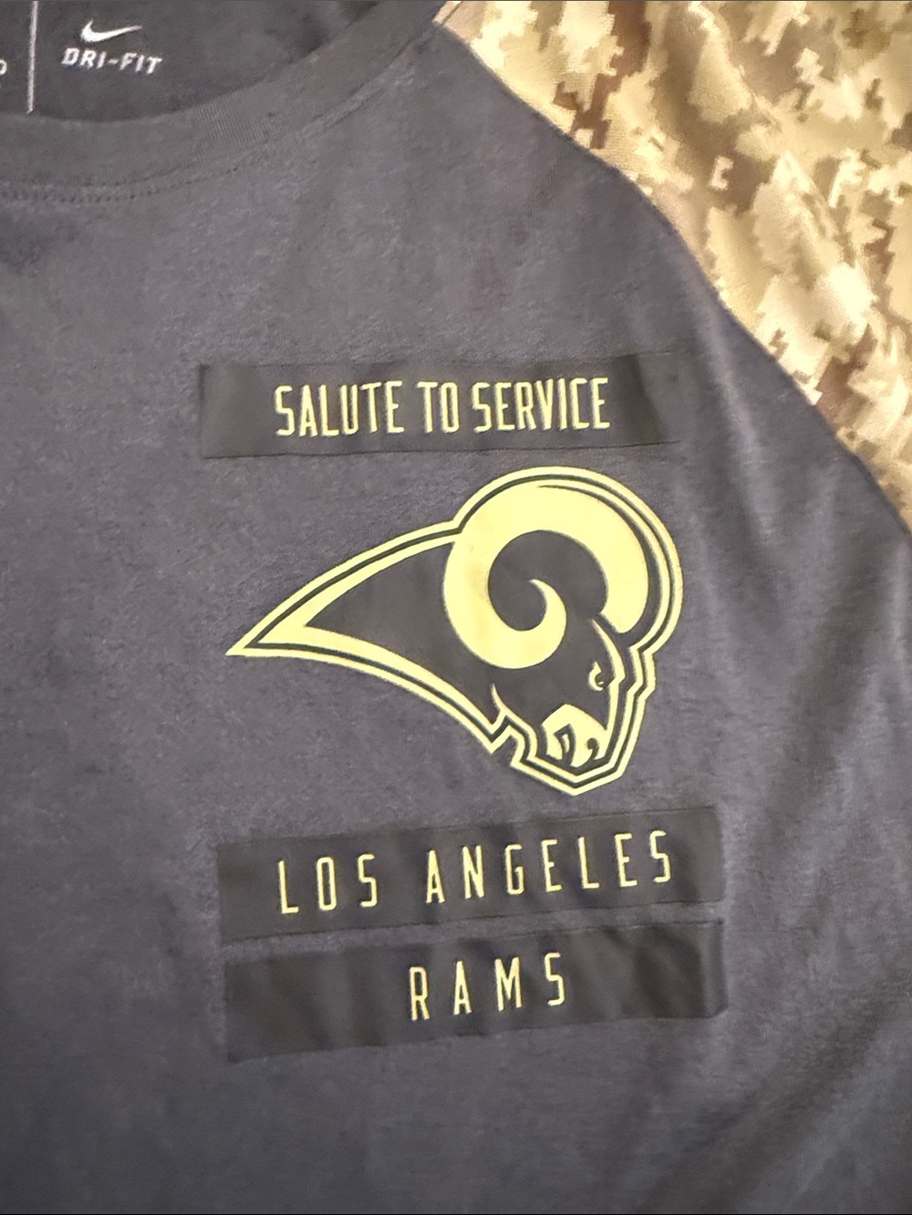 Nike Los Angeles Rams Navy Tee with Camo Sleeves xl - Picture 6 of 8